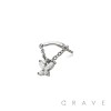 316L SURGICAL STEEL THREADLESS PUSH IN BUTTERFLY CHAIN DANGLE DANGLE CZ TOP PART